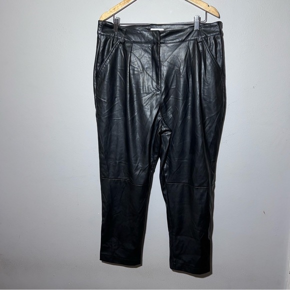Topshop Pleat Front Faux Leather Pants in Black Size 14 US - Picture 1 of 8